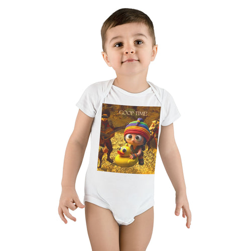 Baby Bodysuit — Cute Fall Time Duckling Graphic Organic Onesie